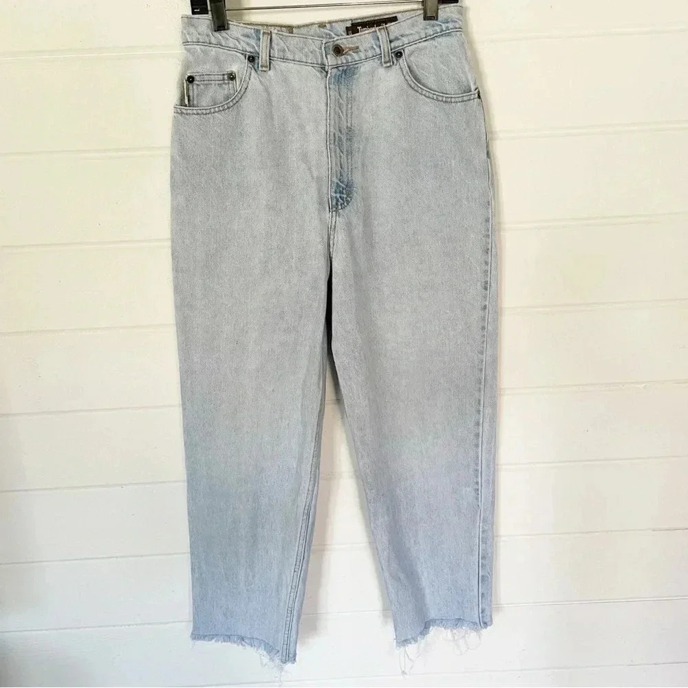 Rare⭐️ Vintage 90’s Timberland Women’s High Waist Raw Hem Baggy Jeans Waist 30”
